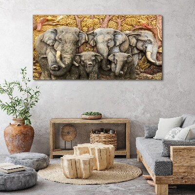 Foto auf leinwand Elefantenfamilie in einer Waldlandschaft