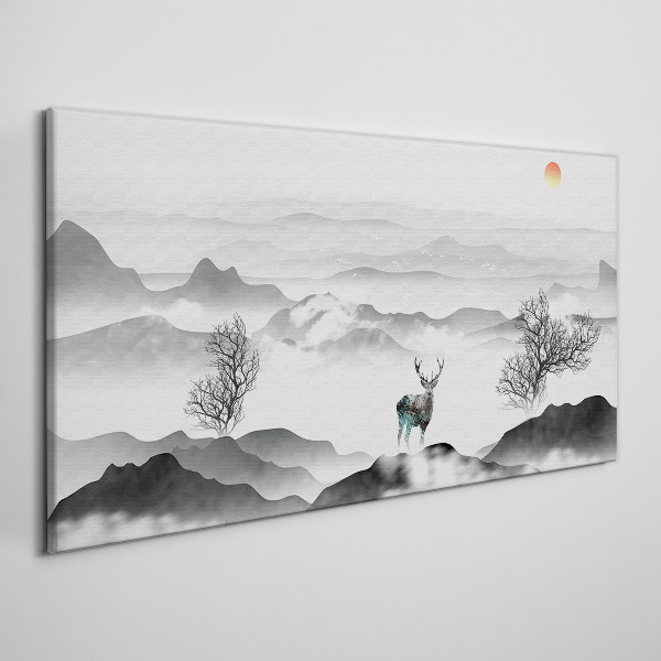 Bild auf leinwand Friedliche Landschaft mit Hirschen