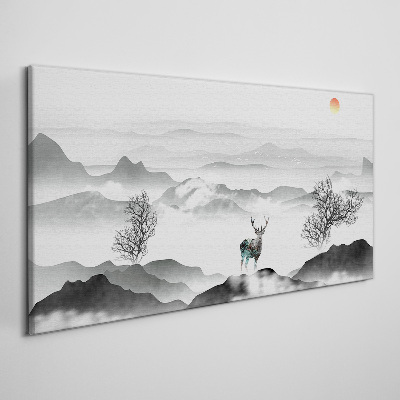 Bild auf leinwand Friedliche Landschaft mit Hirschen