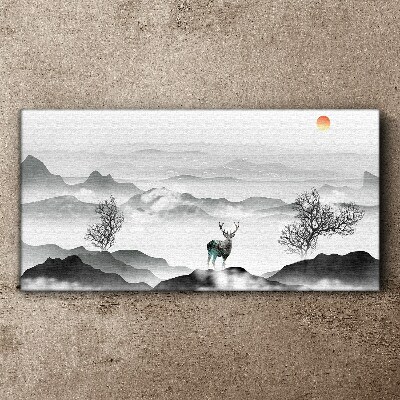 Bild auf leinwand Friedliche Landschaft mit Hirschen