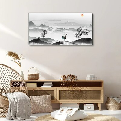 Bild auf leinwand Friedliche Landschaft mit Hirschen