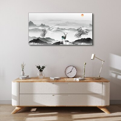 Bild auf leinwand Friedliche Landschaft mit Hirschen
