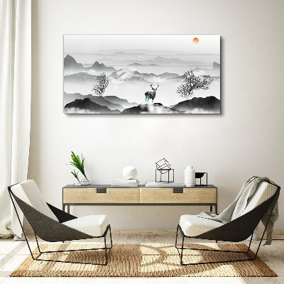 Bild auf leinwand Friedliche Landschaft mit Hirschen