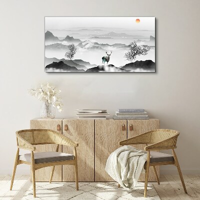 Bild auf leinwand Friedliche Landschaft mit Hirschen