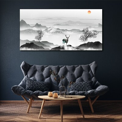 Bild auf leinwand Friedliche Landschaft mit Hirschen