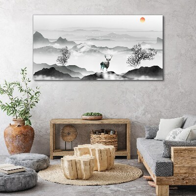 Bild auf leinwand Friedliche Landschaft mit Hirschen