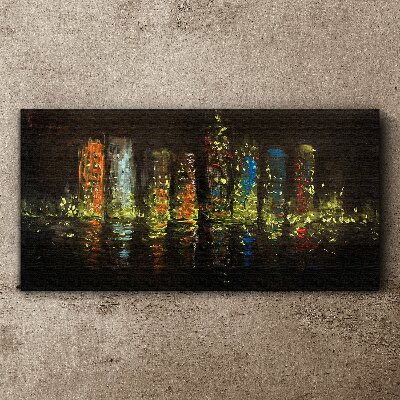 Foto auf leinwand Die Stadt bei Nacht im Lichterglanz