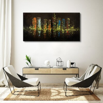 Foto auf leinwand Die Stadt bei Nacht im Lichterglanz