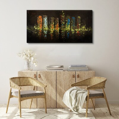 Foto auf leinwand Die Stadt bei Nacht im Lichterglanz