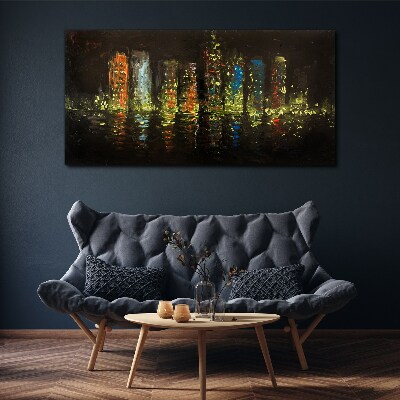 Foto auf leinwand Die Stadt bei Nacht im Lichterglanz