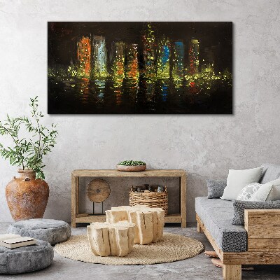 Foto auf leinwand Die Stadt bei Nacht im Lichterglanz