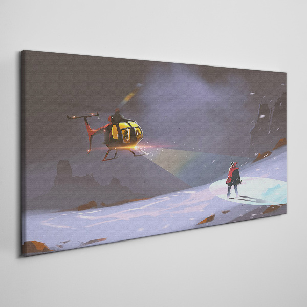 Wandbild Hubschrauber in einer Berglandschaft