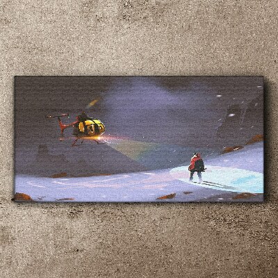 Wandbild Hubschrauber in einer Berglandschaft
