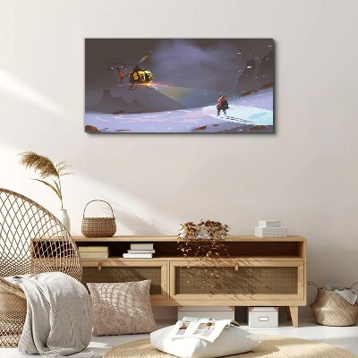 Wandbild Hubschrauber in einer Berglandschaft