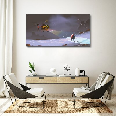 Wandbild Berge Schnee Hubschrauber