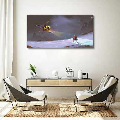 Wandbild Hubschrauber in einer Berglandschaft