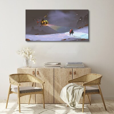 Wandbild Hubschrauber in einer Berglandschaft