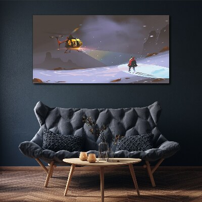 Wandbild Hubschrauber in einer Berglandschaft