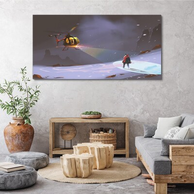 Wandbild Hubschrauber in einer Berglandschaft