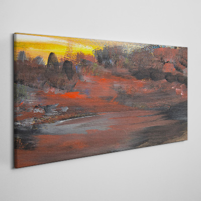 Foto auf leinwand Sonnenuntergang über einer Vulkanlandschaft
