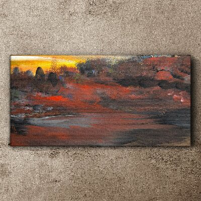 Foto auf leinwand Sonnenuntergang über einer Vulkanlandschaft