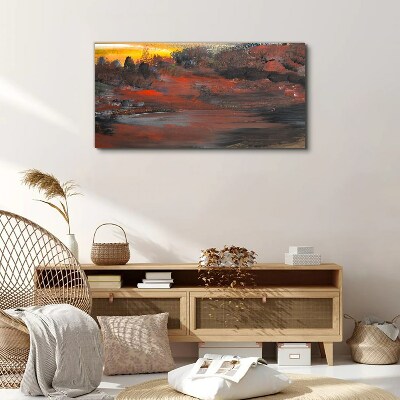 Foto auf leinwand Sonnenuntergang über einer Vulkanlandschaft