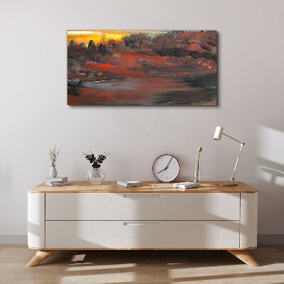 Foto auf leinwand Sonnenuntergang über einer Vulkanlandschaft