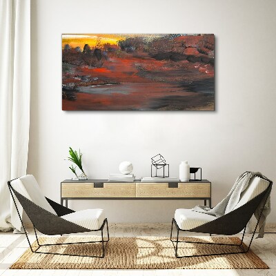 Foto auf leinwand Sonnenuntergang über einer Vulkanlandschaft