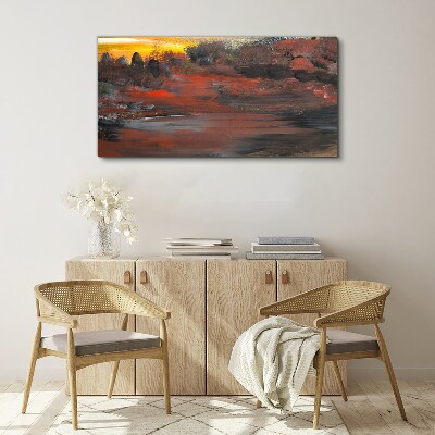 Foto auf leinwand Sonnenuntergang über einer Vulkanlandschaft