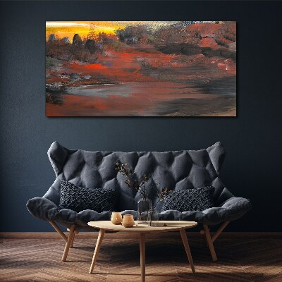 Foto auf leinwand Sonnenuntergang über einer Vulkanlandschaft