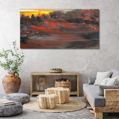 Foto auf leinwand Sonnenuntergang über einer Vulkanlandschaft
