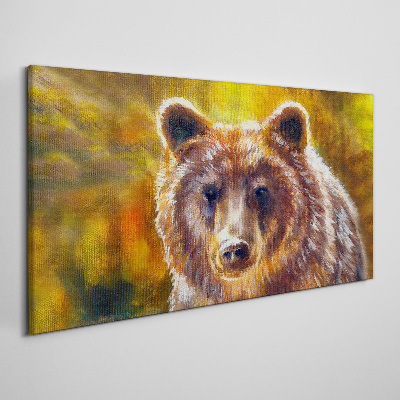 Bild auf leinwand Gesicht eines Bären in goldenen Tönen