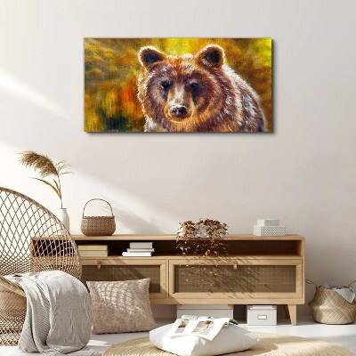 Bild auf leinwand Gesicht eines Bären in goldenen Tönen