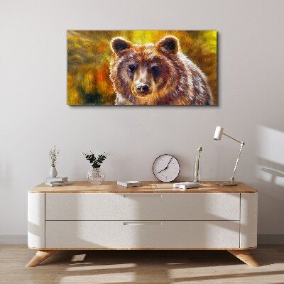 Bild auf leinwand Gesicht eines Bären in goldenen Tönen