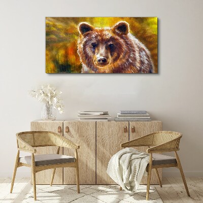 Bild auf leinwand Gesicht eines Bären in goldenen Tönen