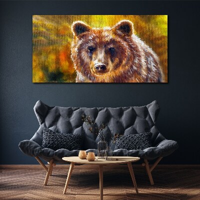Bild auf leinwand Gesicht eines Bären in goldenen Tönen