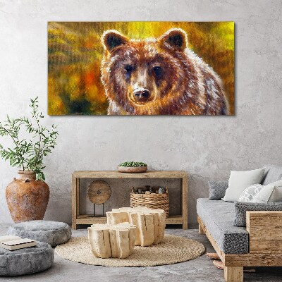 Bild auf leinwand Gesicht eines Bären in goldenen Tönen