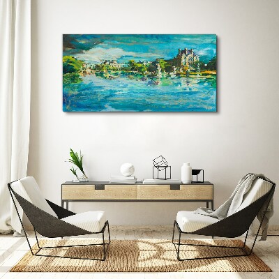Foto auf leinwand Der Stausee im Sonnenlicht