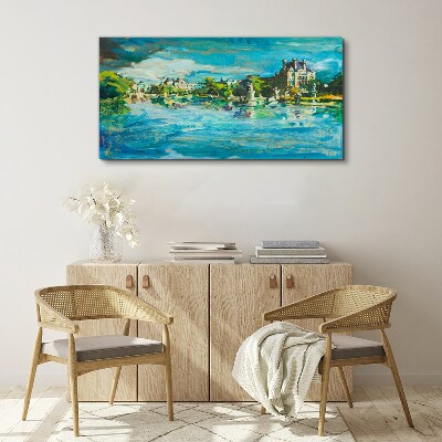 Foto auf leinwand Der Stausee im Sonnenlicht