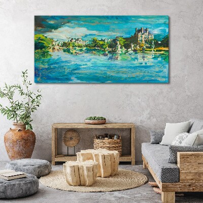 Foto auf leinwand Der Stausee im Sonnenlicht