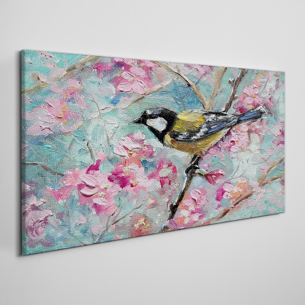 Foto auf leinwand Frühlingsvogel singt auf einem Ast