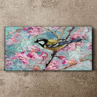 Foto auf leinwand Frühlingsvogel singt auf einem Ast