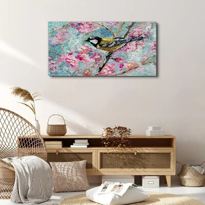 Foto auf leinwand Frühlingsvogel singt auf einem Ast