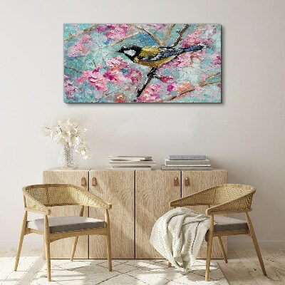 Foto auf leinwand Frühlingsvogel singt auf einem Ast