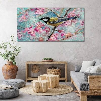 Foto auf leinwand Frühlingsvogel singt auf einem Ast