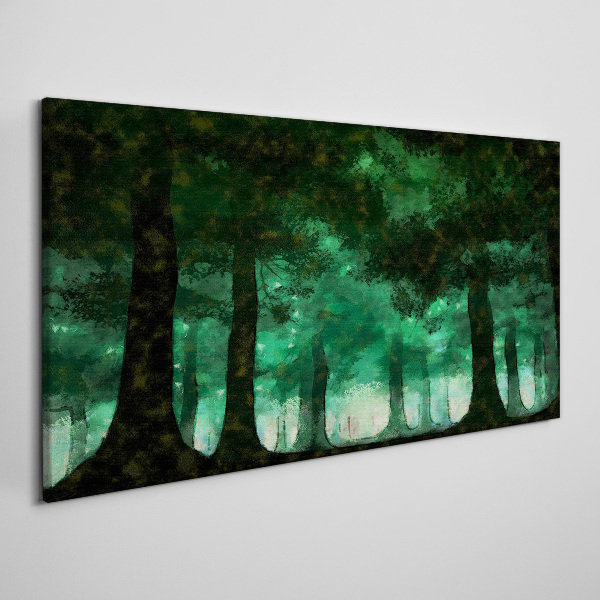 Wandbild Grüner Wald im nebligen Licht