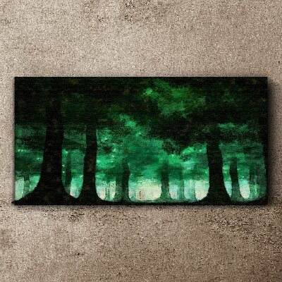 Wandbild Grüner Wald im nebligen Licht