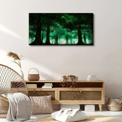 Wandbild Grüner Wald im nebligen Licht