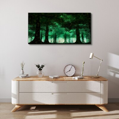 Wandbild Grüner Wald im nebligen Licht