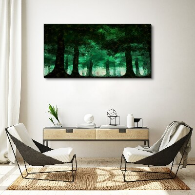 Wandbild Grüner Wald im nebligen Licht